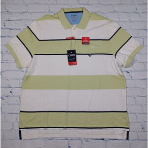 Chaps Shirt Men's 2XL Green White Blue Striped Everyday Polo‎ New